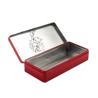 Oem reactangular custom  empty cookie tins metal box with hinge thin embossed metal food storage container